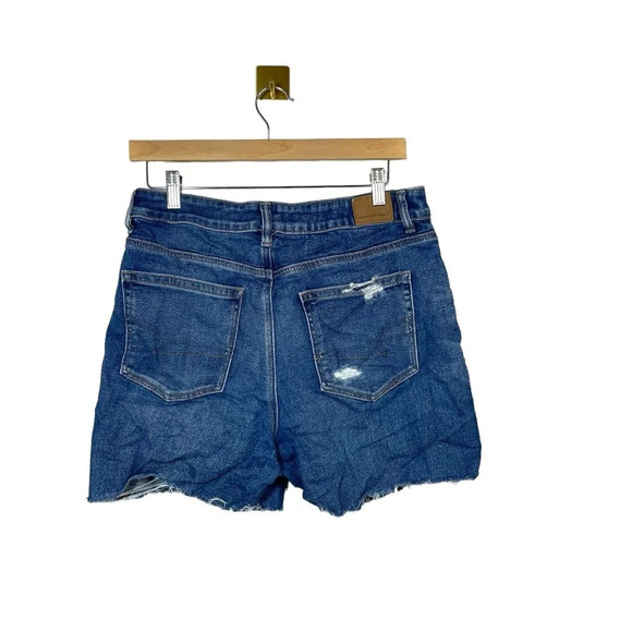 American Eagle Stretch Mom Straight Jean Shorts in Blue Size 12 X-Long - Picture 4 of 11